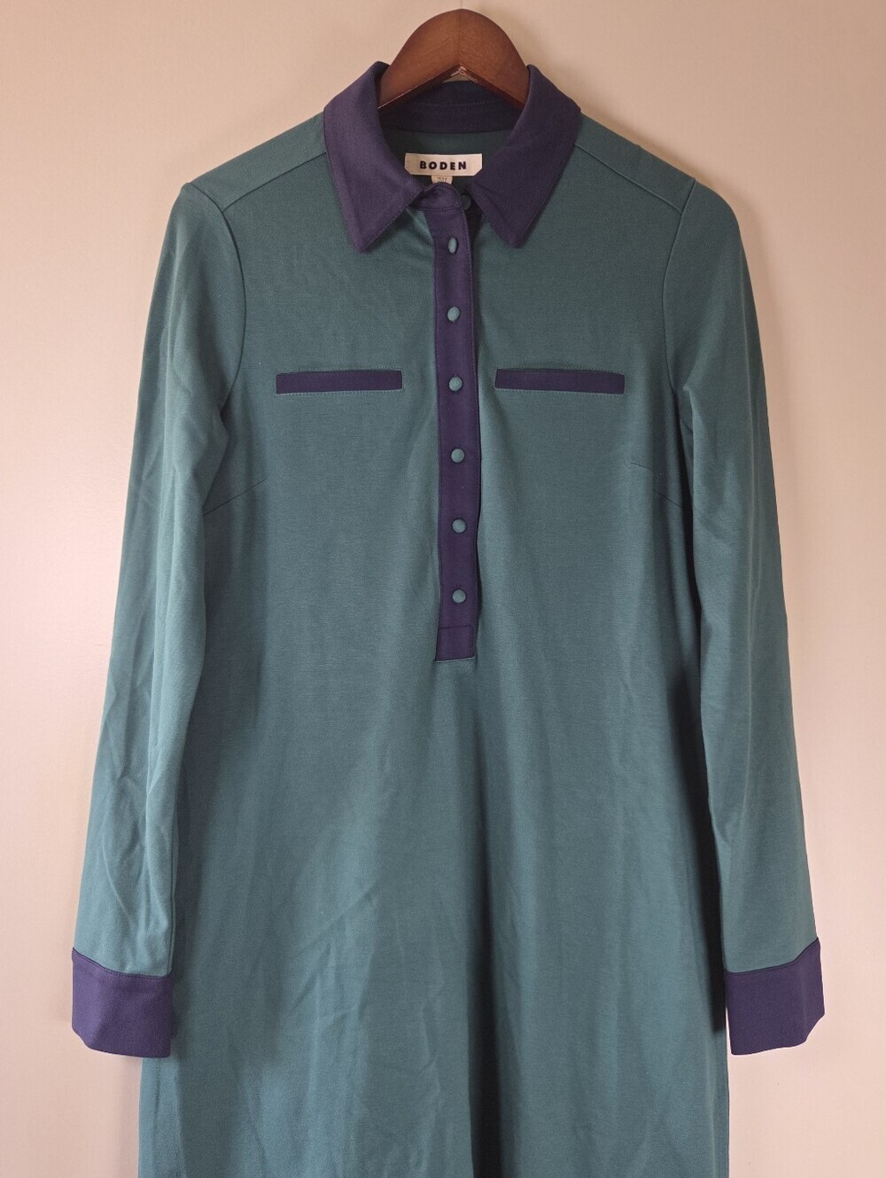 NWT Boden Georgina Ponte T-Shirt Mini Dress Green Blue Sz 8 Casual Boho Feminine - Picture 7 of 14